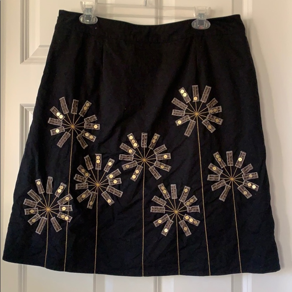 Boden Black Floral Skirt